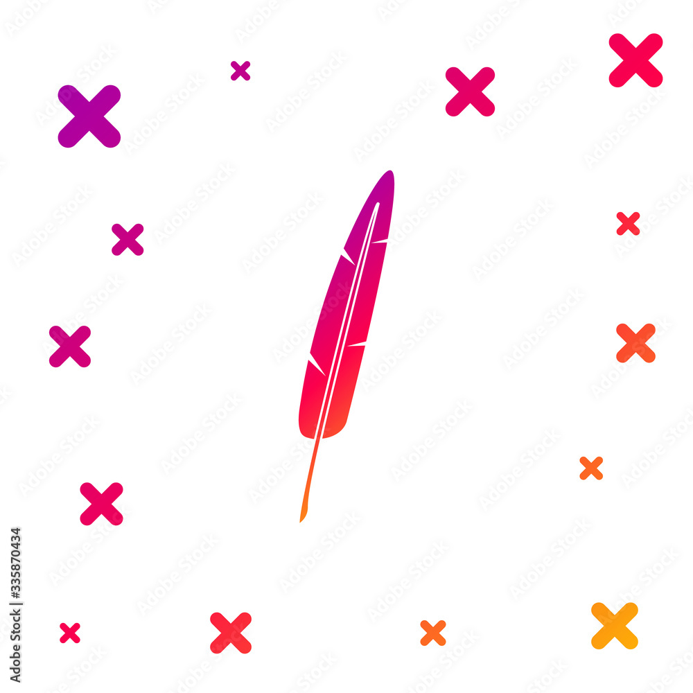 Color Feather pen icon isolated on white background. Gradient random dynamic shapes. Vector Illustration Color Feather pen icon isolated on white background. Gradient random dynamic shapes. Vector Illustration