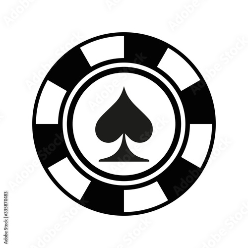 Poker chip silhouette with spades sign