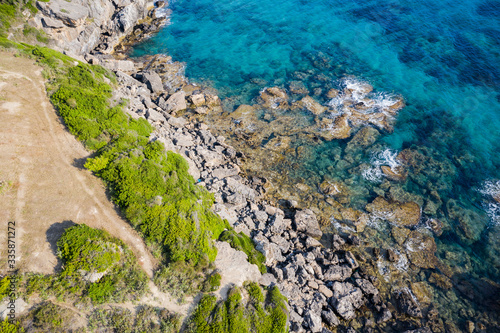 Aerial landscape of summer beach and sea 
