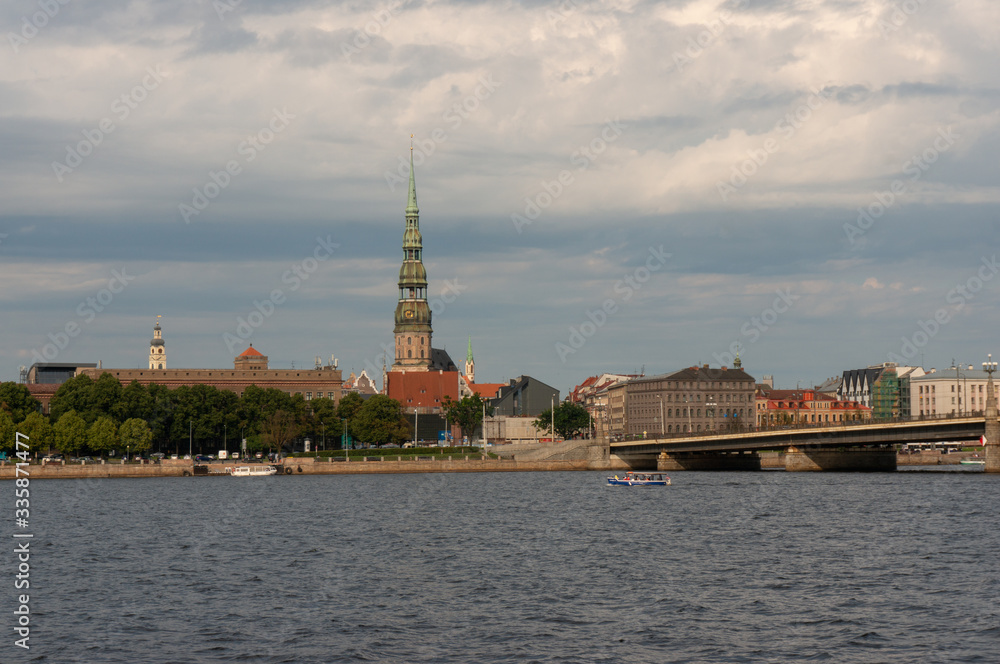 Evening Riga from the Daugava riverside, Latvia. Evening Riga from the Daugava riverside, Latvia.