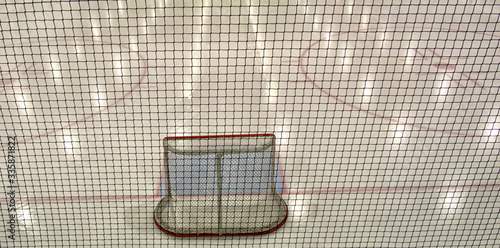 hockey sport, game on ice., coaching the goalkeeper.