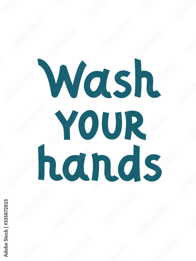 wash your hands often. doodle lettering vector. hand drawn illustration. Poster, sticker, badge