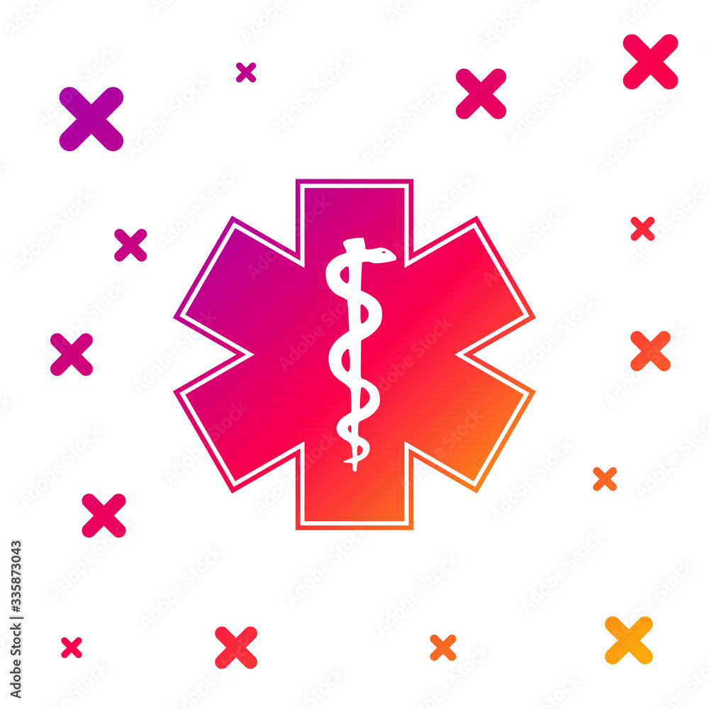 Color Medical symbol of the Emergency - Star of Life icon isolated on white background. Gradient random dynamic shapes. Vector Illustration Color Medical symbol of the Emergency - Star of Life icon isolated on white background. Gradient random dynamic shapes. Vector Illustration