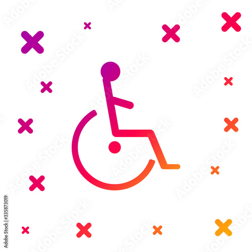 Color Disabled handicap icon isolated on white background. Wheelchair handicap sign. Gradient random dynamic shapes. Vector Illustration