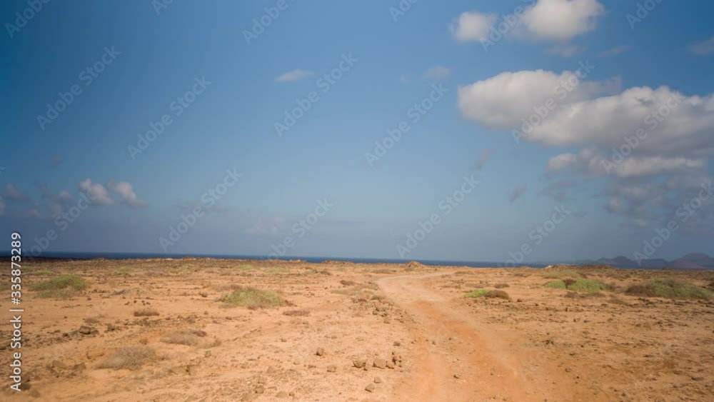 POV driving through desert landscape, Lanzarote. POV driving through desert landscape, Lanzarote.