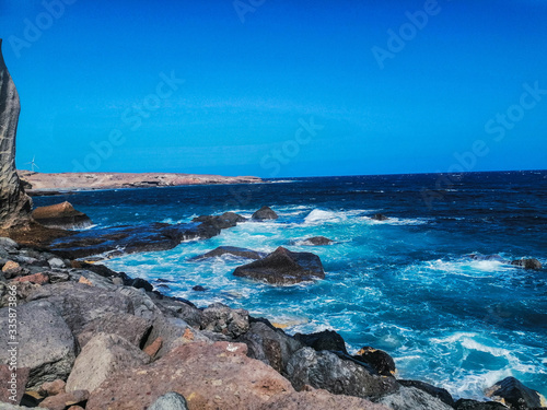 sea and rocks at the beach, in the canary islands