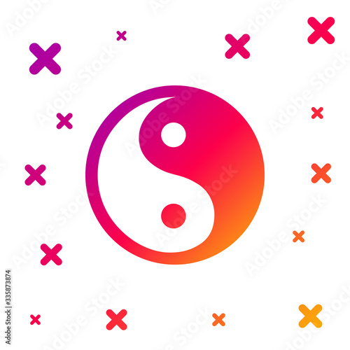 Color Yin Yang symbol of harmony and balance icon isolated on white background. Gradient random dynamic shapes. Vector Illustration