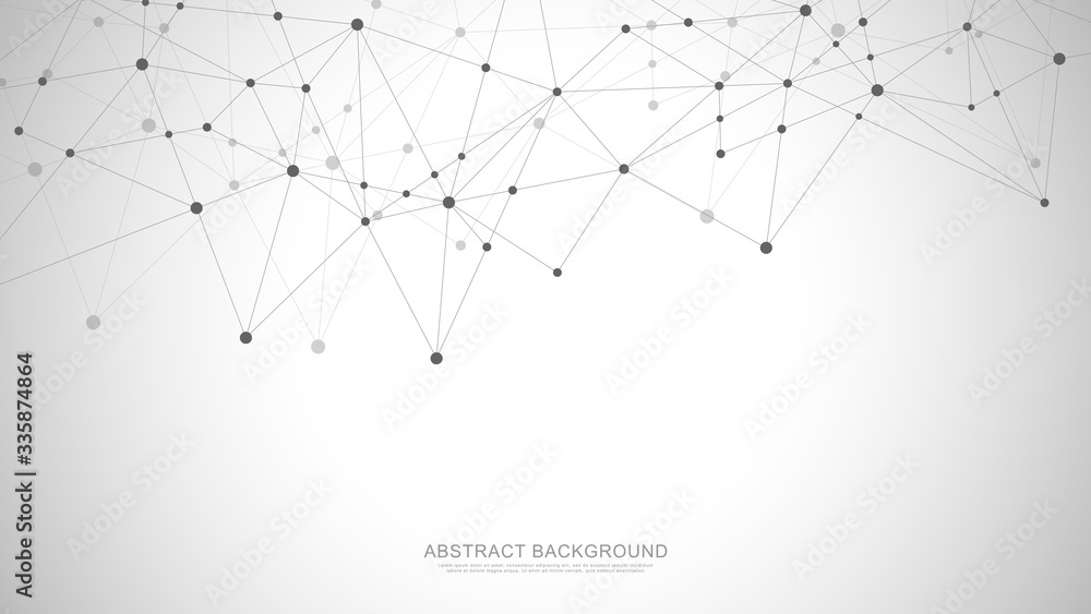 Abstract geometric background with connecting dots and lines. Global network connection, digital technology and communication concept. Abstract geometric background with connecting dots and lines. Global network connection, digital technology and communication concept.