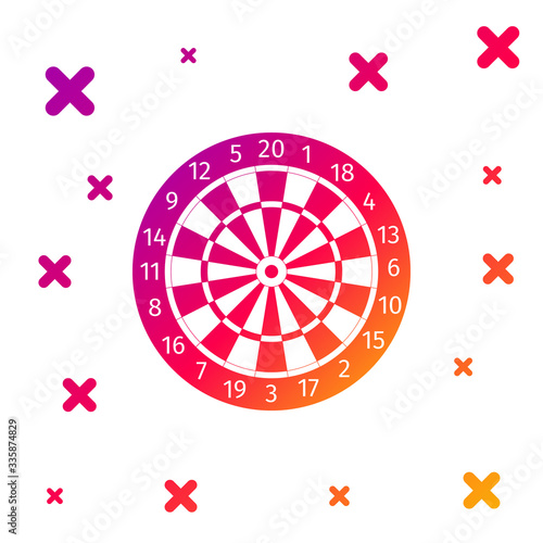 Color Classic darts board with twenty black and white sectors icon isolated on white background. Dart board sign. Dartboard sign. Game concept. Gradient random dynamic shapes. Vector Illustration
