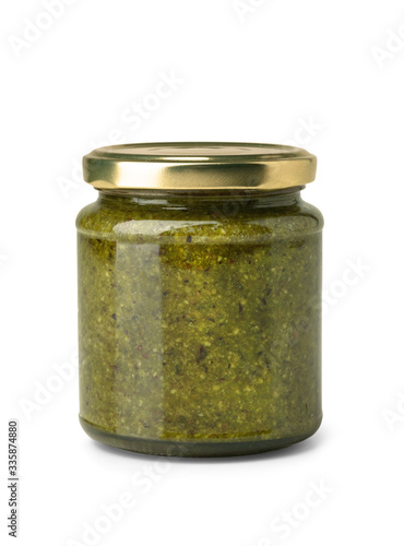 Italian Sauce of Crushed Pistachio "Pesto di Pistacchio" – Isolated on White Background