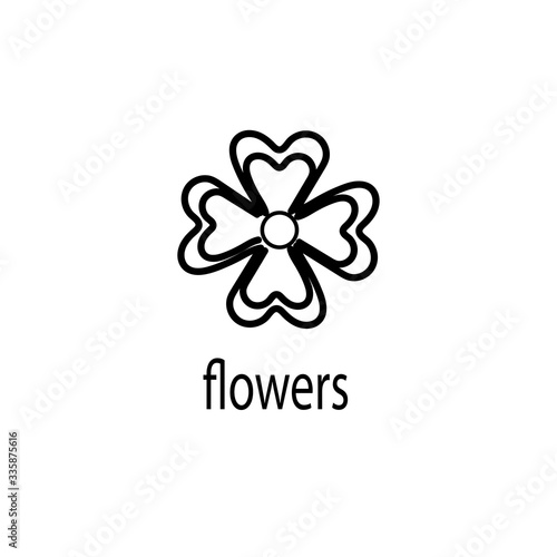 simple logo flower vector design lines