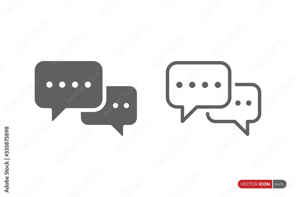 Fototapeta premium Speech Bubble Chat Talk Icons Set isolated on White Background. Flat Vector Icon Design Template Element.