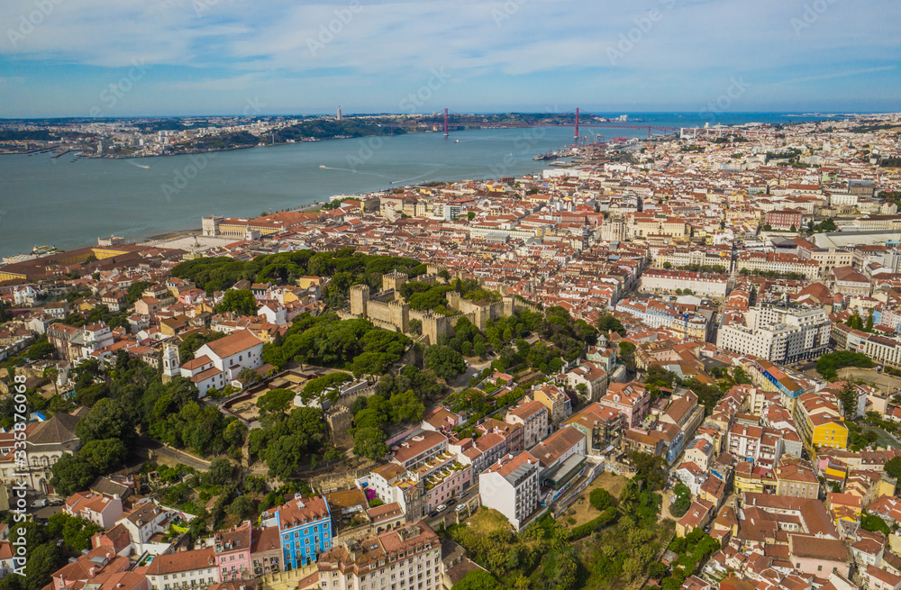 Lisbon in Portugal, aerial drone view