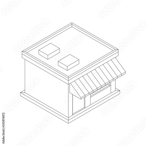 Shop market store. Small business concept. Wireframe low poly mesh vector illustration.