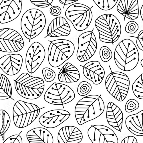 Stylized leaves  monochrom vector pattern