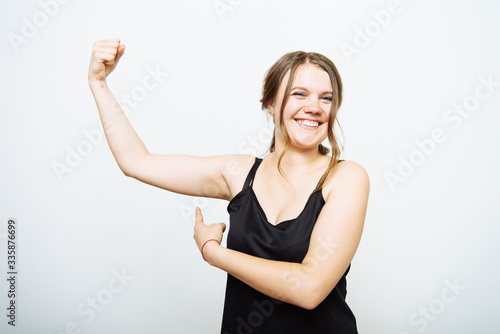 woman showing her muscles