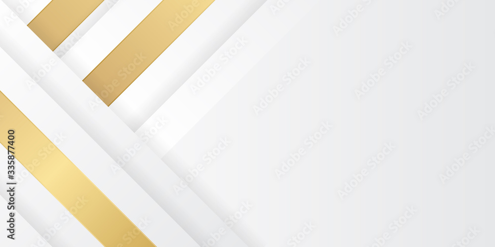 Abstract geometric shape white gold background with light and shadow 3D ...