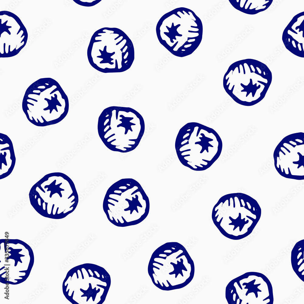 vector seamless pattern with hand-drawn blueberries on grey background. it can be used as wallpaper, background, print, textile design, notebooks, phone cases, packaging paper, and more.