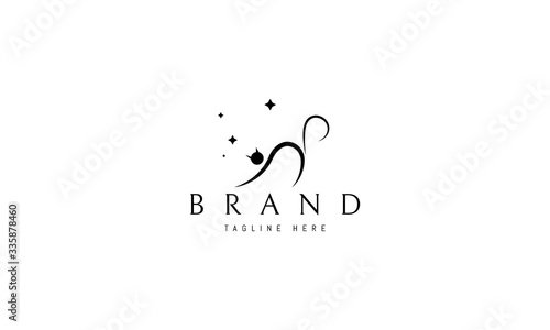 Vector logo on which an abstract image of a stretching cat.