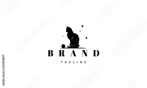 Vector logo on which an abstract image of a cat with a ball.