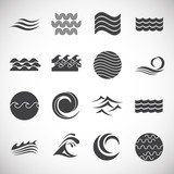 Wave related icons set on background for graphic and web design. Creative illustration concept symbol for web or mobile app