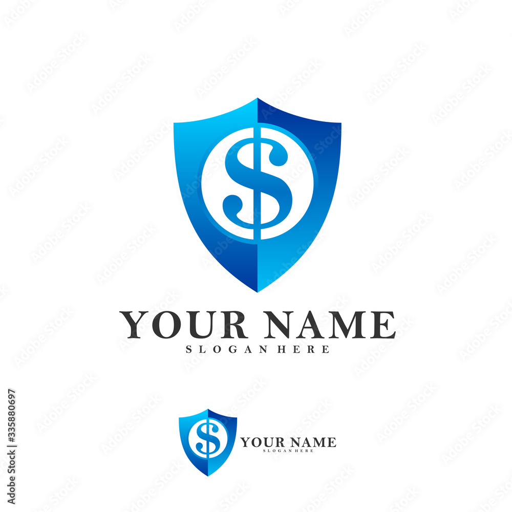 Obraz premium Shield Dollar Vector Logo Design Template, Creative money shield logo concepts, Icon symbol
