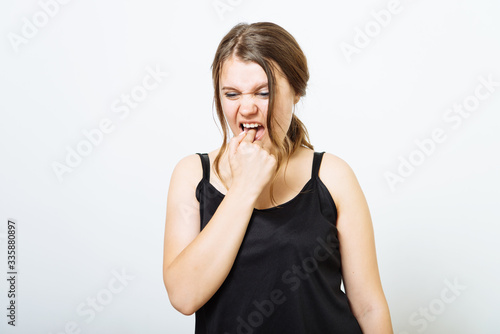 Girl nausea finger in mouth © aeroking