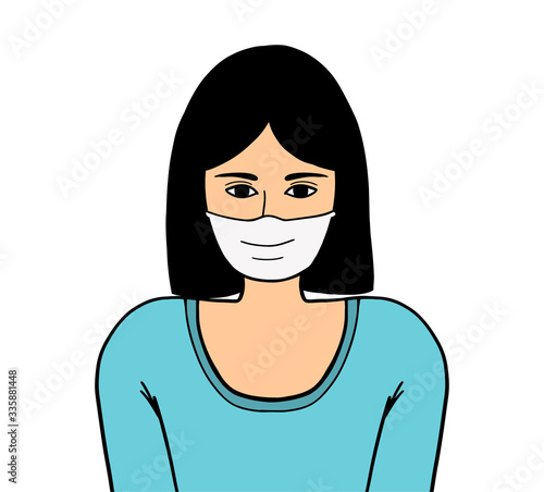 Corona Virus masked girl. epidemic of the virus in China. Doctor illustration