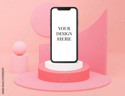 pink pastel monochrome Cosmetic background for product and phone presentation,fashion magazine illustration. 3d render illustration