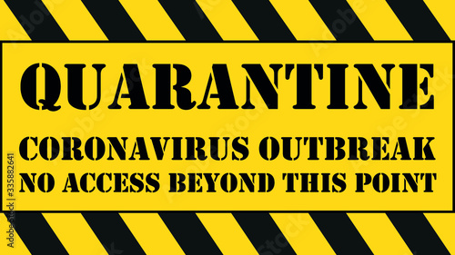 Covid-19 coronavirus quarantine yellow bio hazard warning sign © hyserb