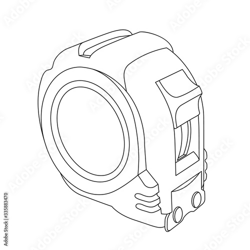 Tape Measure, construction or carpentry tool isolated on white background. Vector illustration.