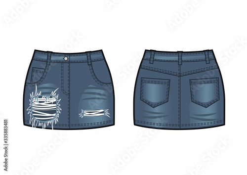 Vector sketch of denim mini skirt