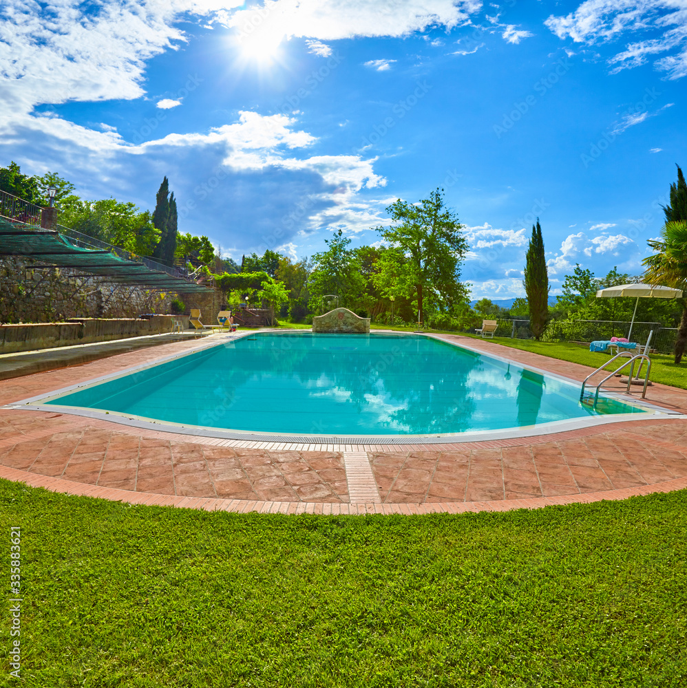 Beautiful pool in Tuscany, Italy.