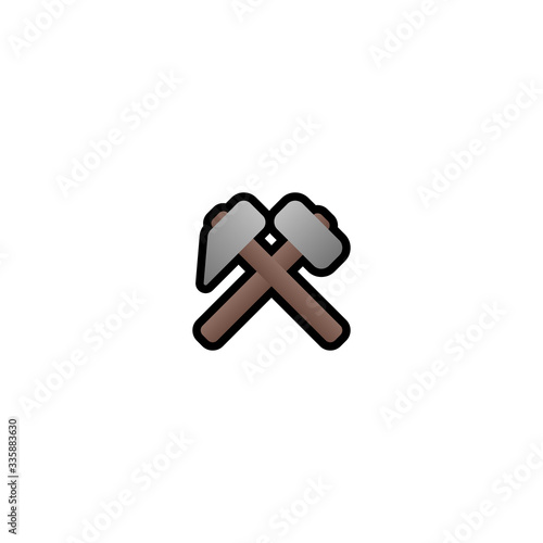 Hammer and Pick Isolated Realistic Vector Icon. Gray Hammer and Pick Illustration Emoji, Emoticon, Icon