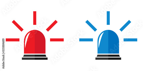 Ambulance or police red flasher siren symbol. Flat isolated vector illustration. 