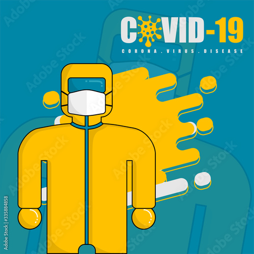 Human wearing hazmat suits and protective masks
