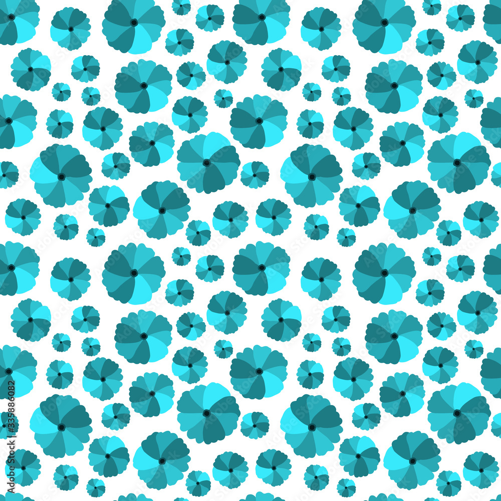 Fototapeta premium Vector seamless pattern, print,texture,wallpaper,background. Blue flowers on the transparent background.