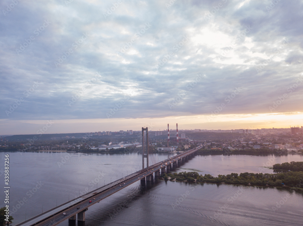 aerial city view. bird's eye, drone shot