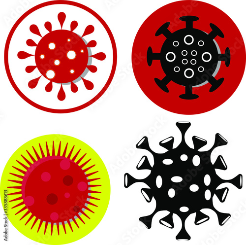 Cartoon viruses. Stop. Quarantine. The pandemic that has spread across countries is an epidemic. Viruses affecting the human body, animals, plants. Trend Vector Stock Illustration