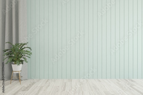 Blue empty room. Scandinavian interior design. 3D illustration