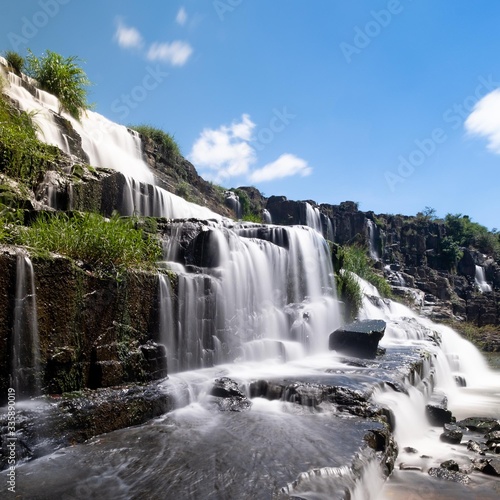 Waterfall and blue sky in Ha Giang  Vietnam