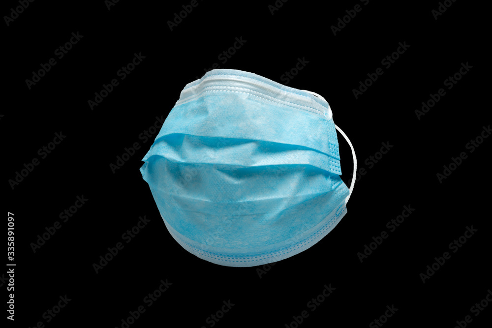isolierte MNS-Maske, Mundschutz mit schwarzem Hintergrund isolierte MNS-Maske, Mundschutz mit schwarzem Hintergrund
