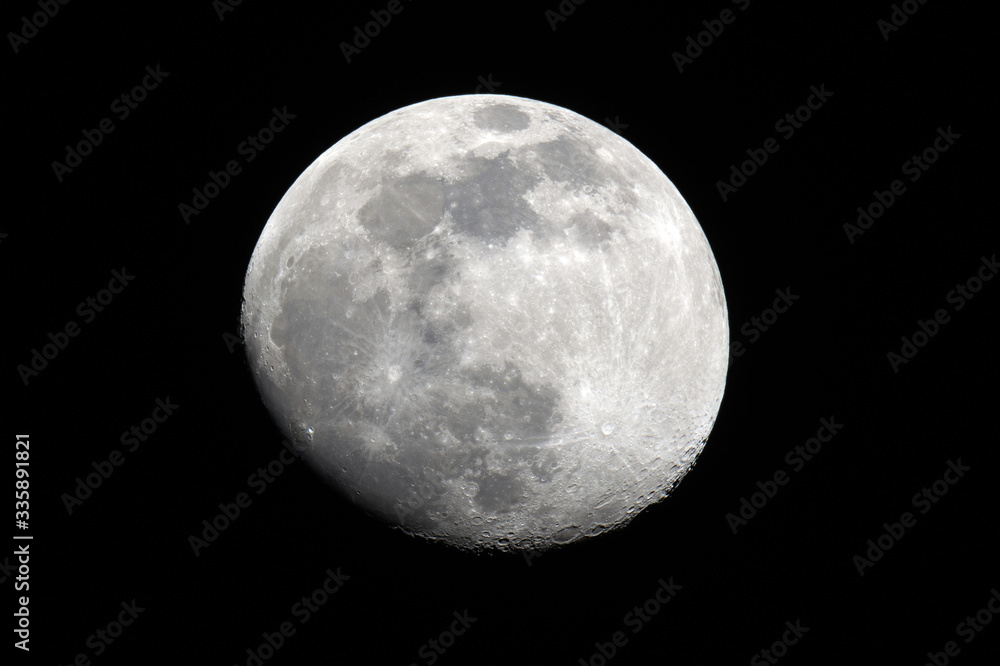 Moon with black sky background at night Moon with black sky background at night