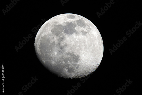 Moon with black sky background at night