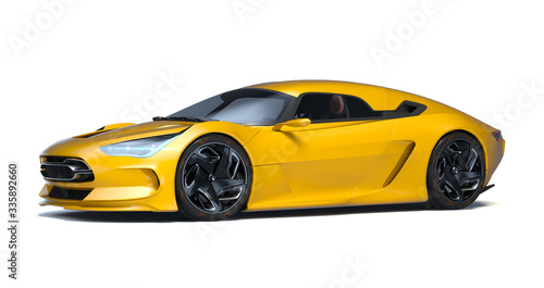 3D rendering of a brand-less generic concept car in studio environment