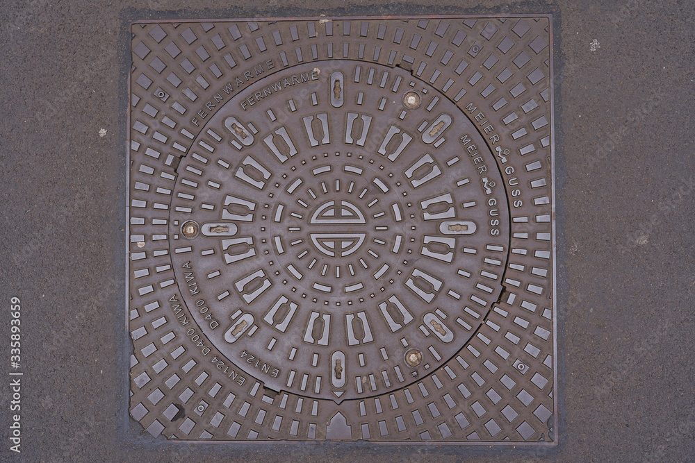Berlin, Germany: Berliner Wasserbetriebe manhole cover of the city Berlin
