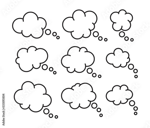 vector set of thought thin line bubbles, dialog bubble icon