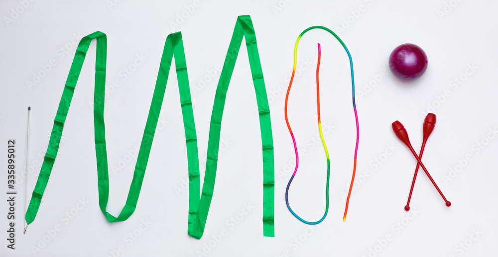 sports objects for rhythmic gymnastics isolated on white background sports objects for rhythmic gymnastics isolated on white background