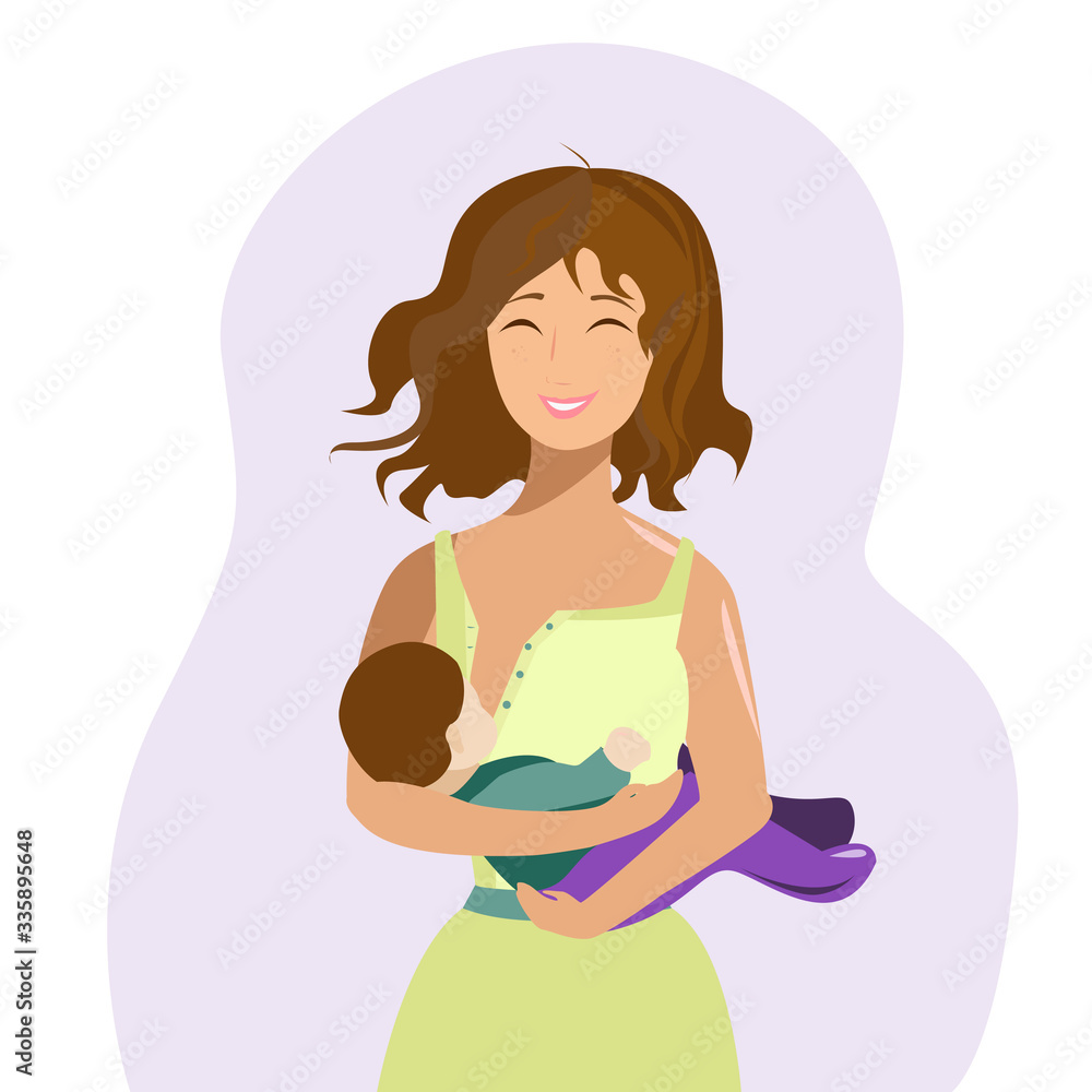 A young mother with a baby in her arms