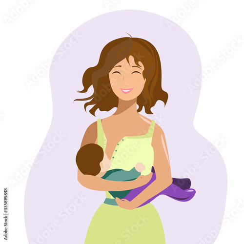 A young mother with a baby in her arms